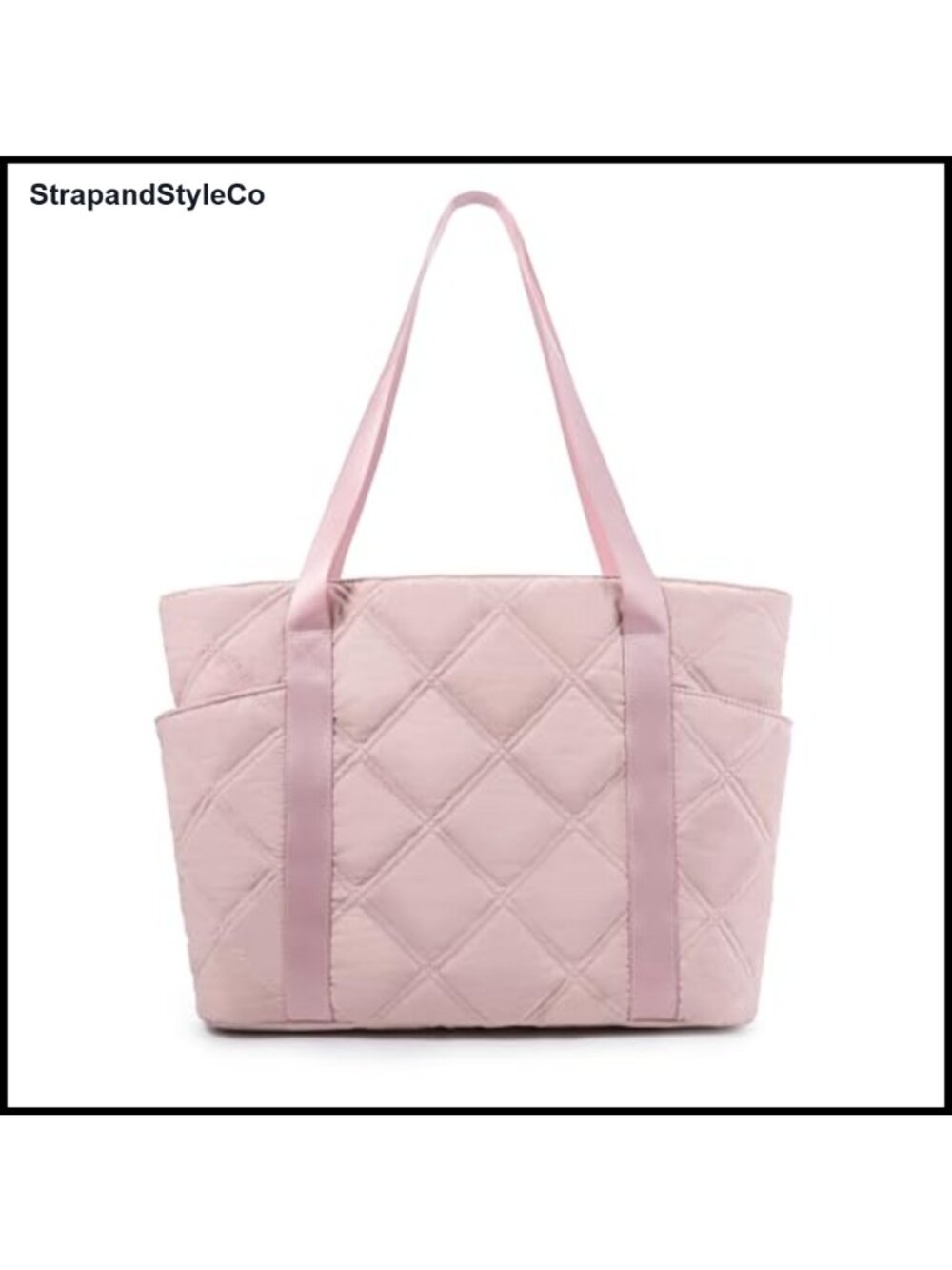 Quilted Puffy Tote Bag Lightweight Crossbody Purse Fits 15.6" Laptop